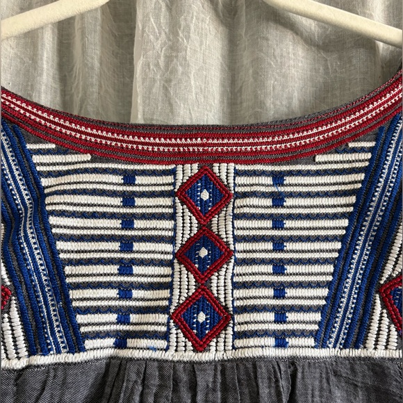 Roller Rabbit Charcoal Gray Blouse with Red White Blue Embroidery size small - Picture 4 of 7